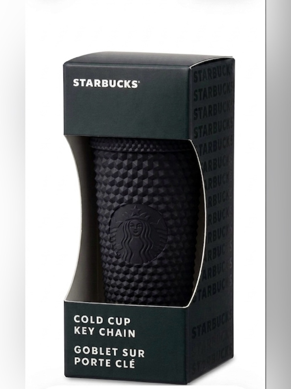 NIB• Starbucks Matte Black Studded Cold Cup Mini Tumbler Keychain Goth